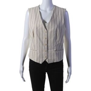 Selected Femme Womens Striped Button Down Sleeveless Vest White Black Size EUR 3